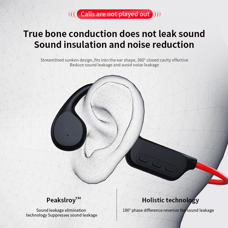 True Bone Conduction Headset IPX8 32GB Bluetooth 5.3 Wireless Swimming Headphone with Microphone Waterproof Exercise Fitness