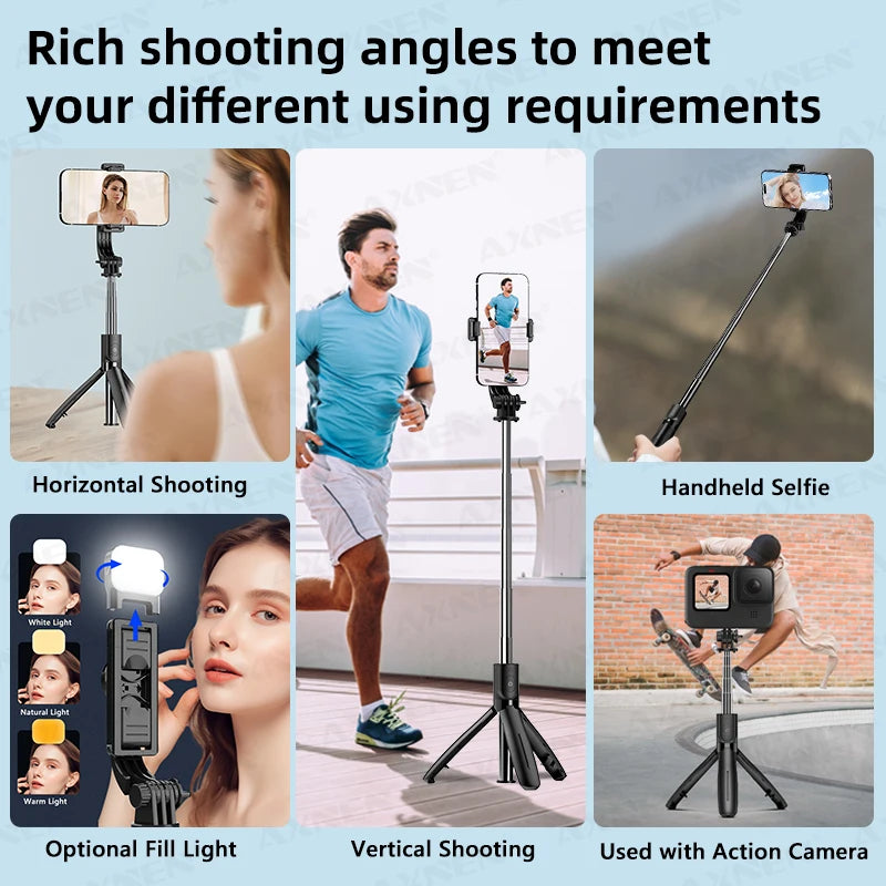 Selfie Stick Tripod for Cell Phone, Mobile Stand Monopod with Wireless Remote for Iphone Samsung Huawei Xiaomi Smartphone