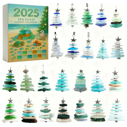 2025 Sea Glass Christmas Tree Advent Calendar Festival Blind Box Acrylic Pendant Christmas Decoration