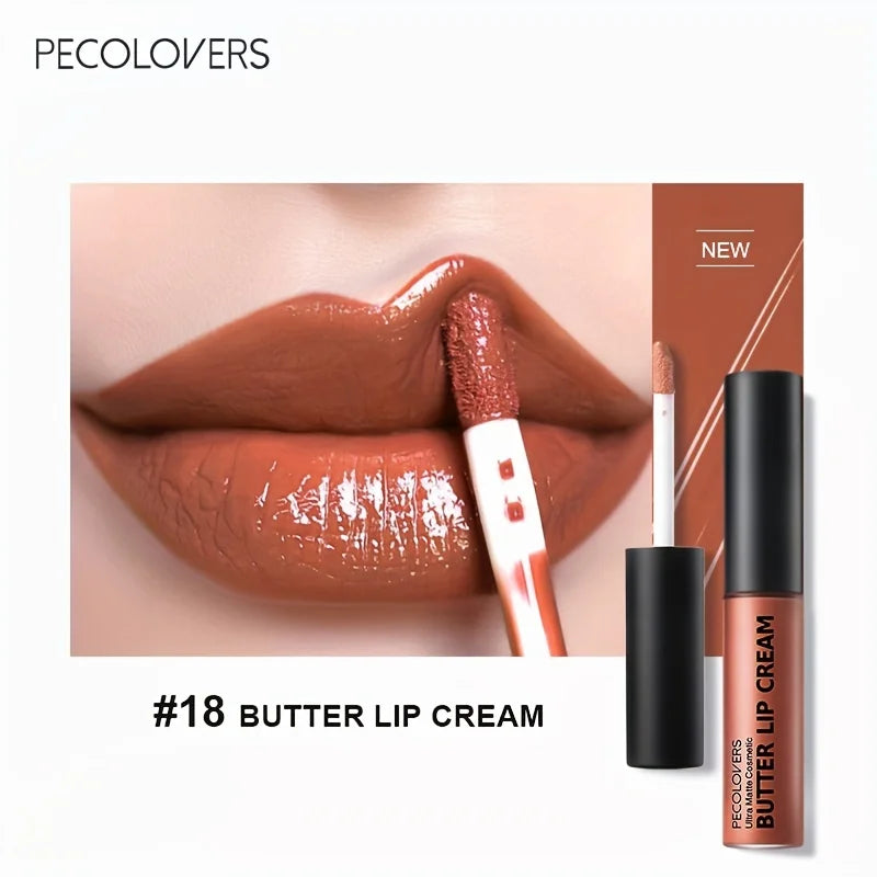 Butter Lip Cream Liquid Lipstick, Non-Sticky, Moisturizing High Pigment for Nude Red Sexy Lip Makeup Cosmetic