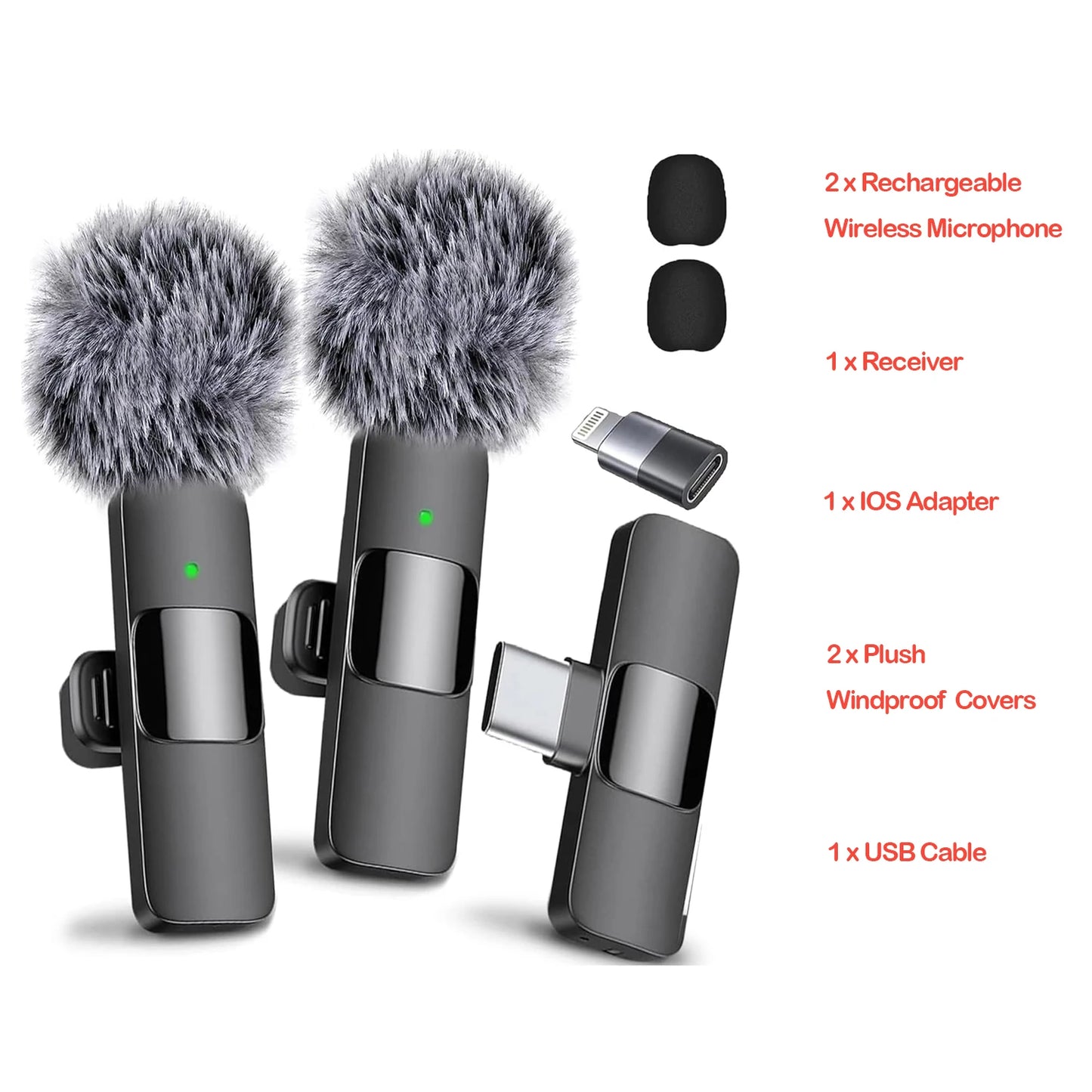 Professional Wireless Lavalier Lapel Microphone for Iphone Android Recording Mic for Interview Video Podcast Vlog Youtube