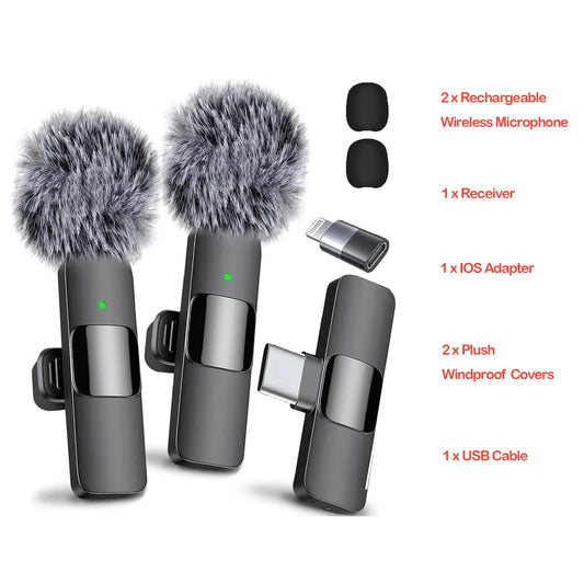 Professional Wireless Lavalier Lapel Microphone for Iphone Android Recording Mic for Interview Video Podcast Vlog Youtube