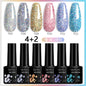 7Ml 6Pcs/Set Glitter Gel Nail Polish Vernis Semi Permanent Glitter Polish DIY Nail Art Soak off LED UV Gel