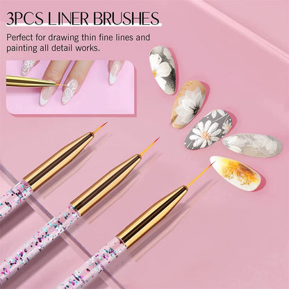 31Pcs Nail Brush Pen Set Wirh Storage Box Nail Art Liner Brush UV Gel Painting Acrylic Nail Tool Nail Art Beauty Tool Manicure