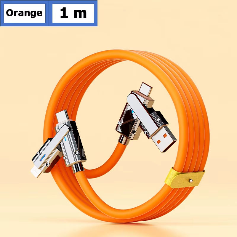 2-To-2 Data Cable 100W Super Fast Charging Cables Zinc Alloy PD 4-In-1 Multi USB Type C to Lightning Type C for Phone Tablet