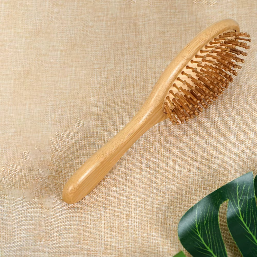 1Pc Premium Bamboo Hair Brush Set with Elegant Gift Box Wide-Tooth Detangler&Scalp Massager for Men/Women