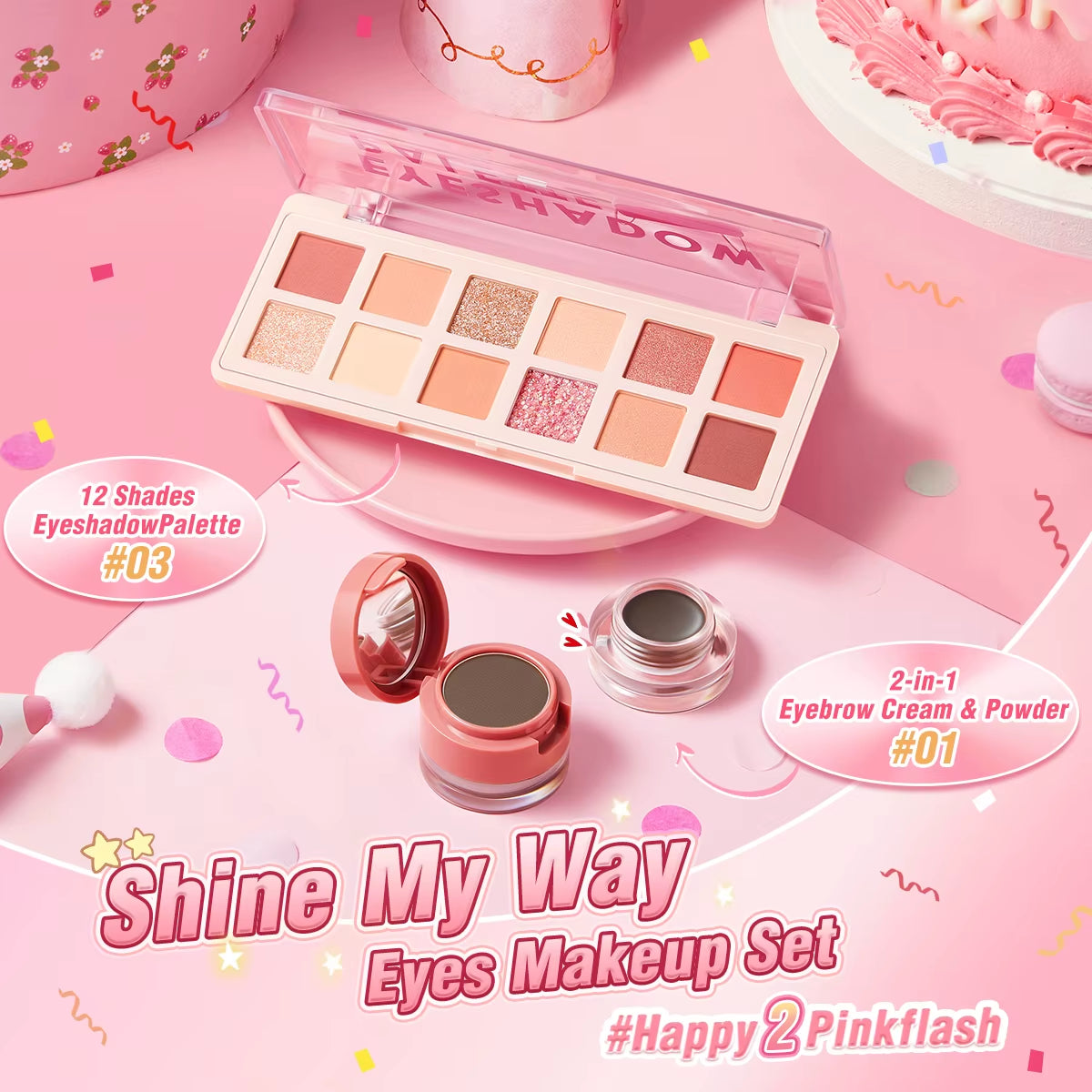 2 Anniversary Full Makeup Sets Waterproof Liquid Lipstick Face Concealer Eyeshadow Palette Mascara Eyebrow Cosmetics