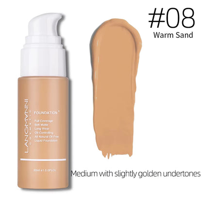Liquid Foundation Cream for Face Concealer Oil Control Waterproof High Coverage Makeup Long-Lasting Natural Facial Cosmetics