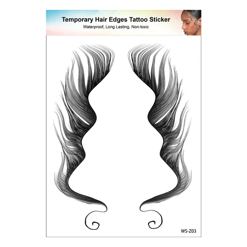 1PC Hair Tattoo Stickers Creating the Seriously Real Baby Hairs Temporary Hairline Sticker Curly Template Hair Edge Tattoo Stick