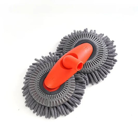 Rotating Double Brush Head Car Wash Mop Auto Supplies Three-Section Telescopic Mop Roof Window Cleaning Maintenance Accessories