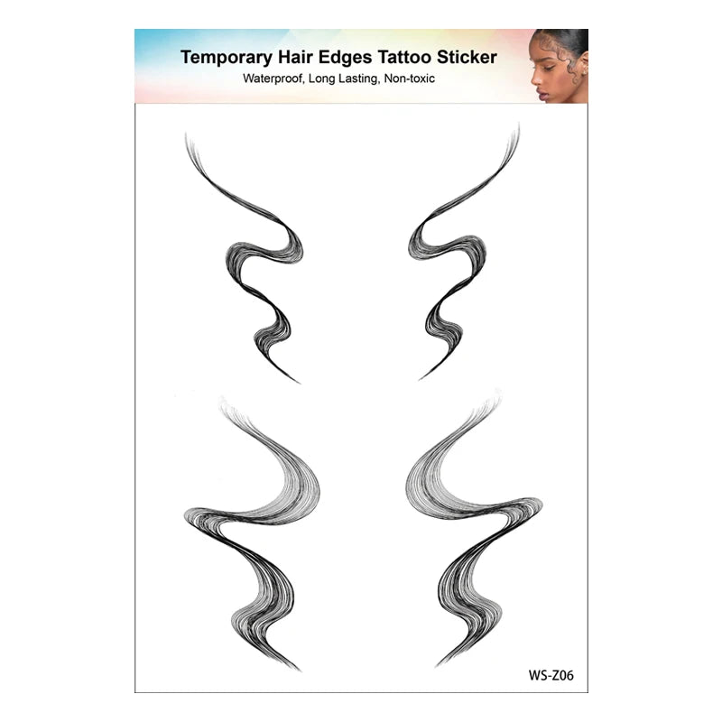 1PC Hair Tattoo Stickers Creating the Seriously Real Baby Hairs Temporary Hairline Sticker Curly Template Hair Edge Tattoo Stick