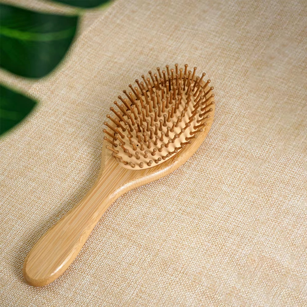 1Pc Premium Bamboo Hair Brush Set with Elegant Gift Box Wide-Tooth Detangler&Scalp Massager for Men/Women