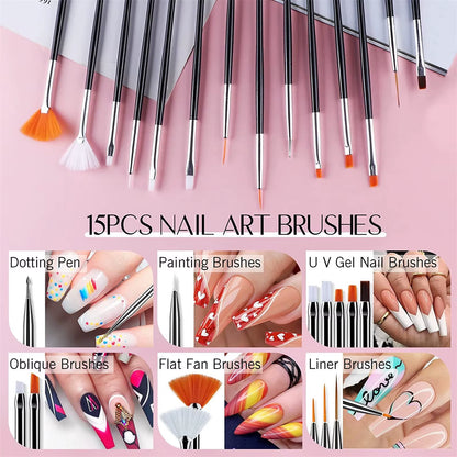 31Pcs Nail Brush Pen Set Wirh Storage Box Nail Art Liner Brush UV Gel Painting Acrylic Nail Tool Nail Art Beauty Tool Manicure