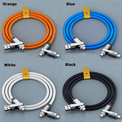 2-To-2 Data Cable 100W Super Fast Charging Cables Zinc Alloy PD 4-In-1 Multi USB Type C to Lightning Type C for Phone Tablet
