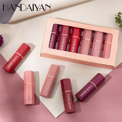 6Pcs/Box Velvet Matte Lipstick Kit Lips Makeup Nude Lip Stick Make up Cosmetics Foggy Matt Tint Lip Balm Cream Pigment