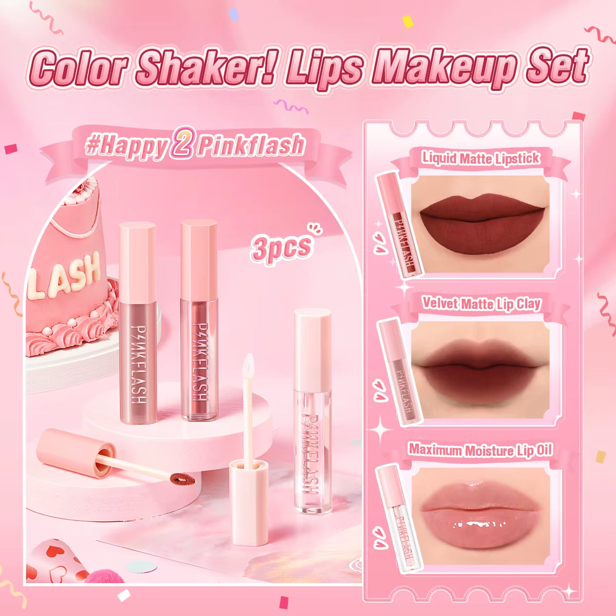 2 Anniversary Full Makeup Sets Waterproof Liquid Lipstick Face Concealer Eyeshadow Palette Mascara Eyebrow Cosmetics