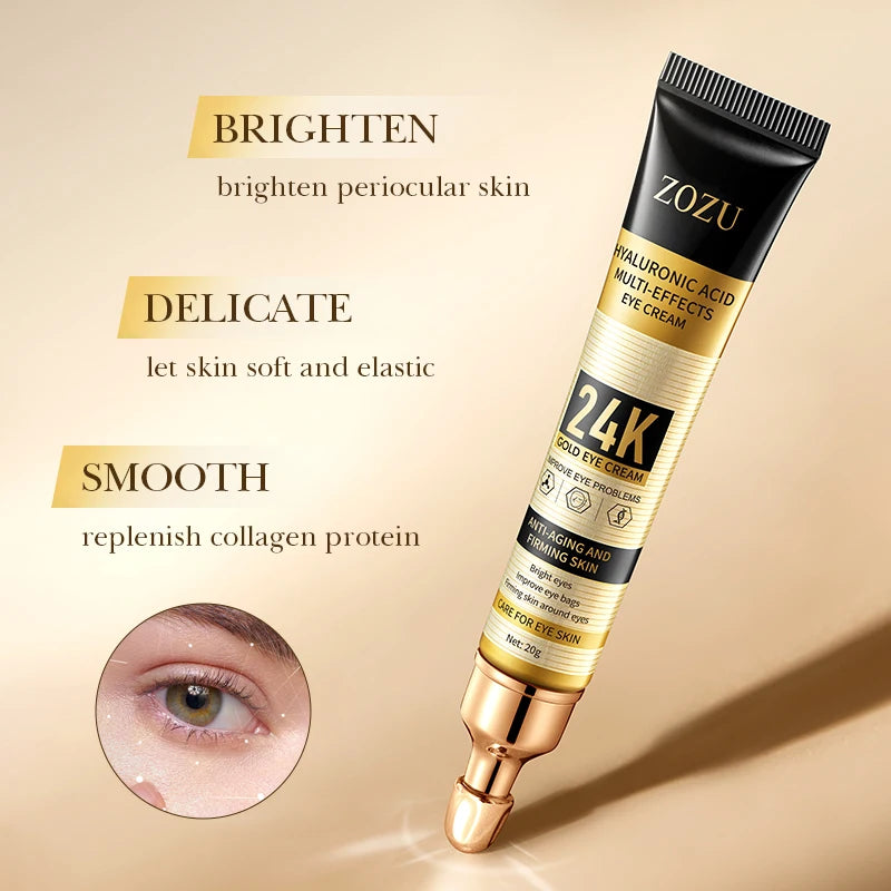 24Kgold Hyaluronic Acid Eye Cream Firming Fading Fine Lines Anti-Dark Circle Cream Hydrating Nourishing Eye Care