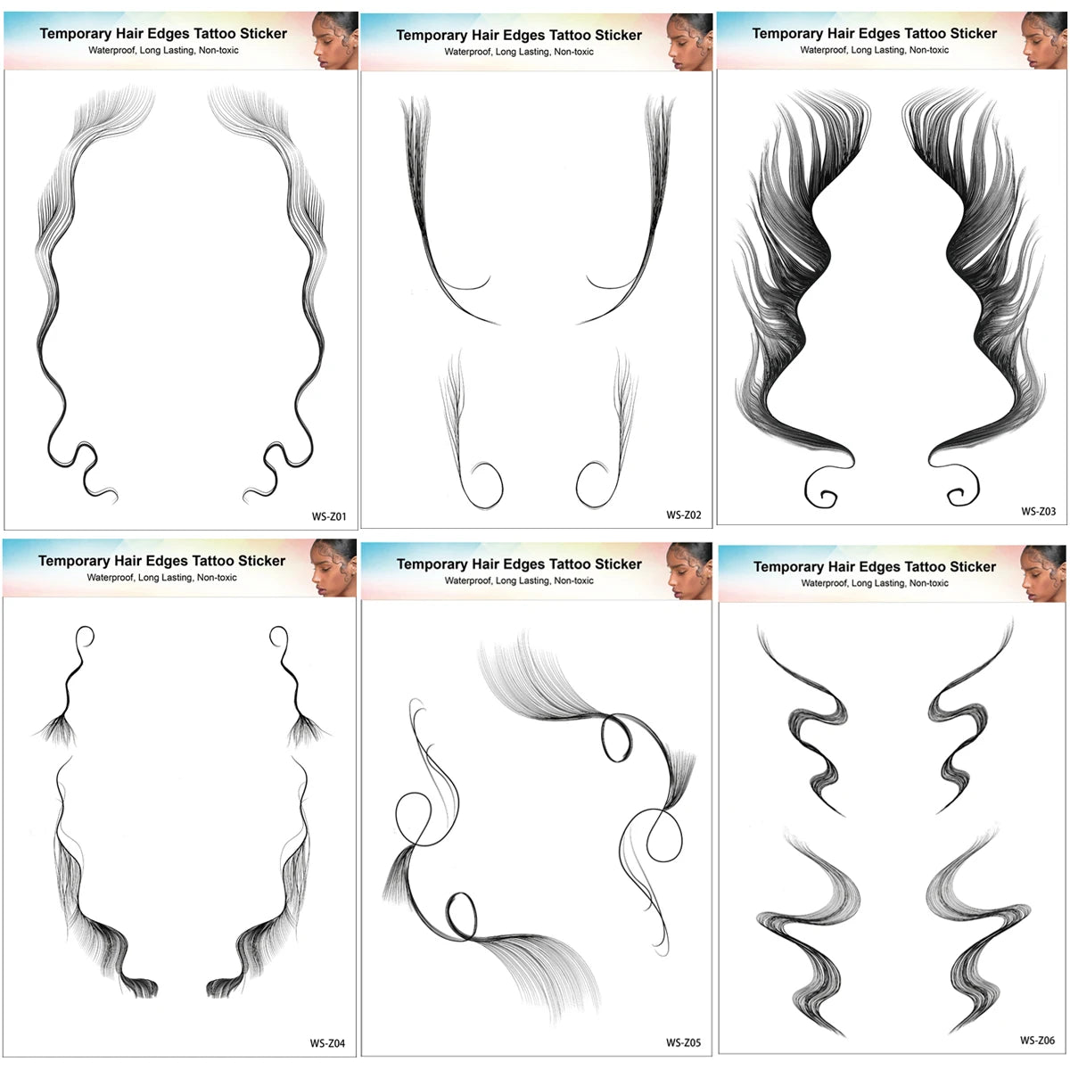 1PC Hair Tattoo Stickers Creating the Seriously Real Baby Hairs Temporary Hairline Sticker Curly Template Hair Edge Tattoo Stick