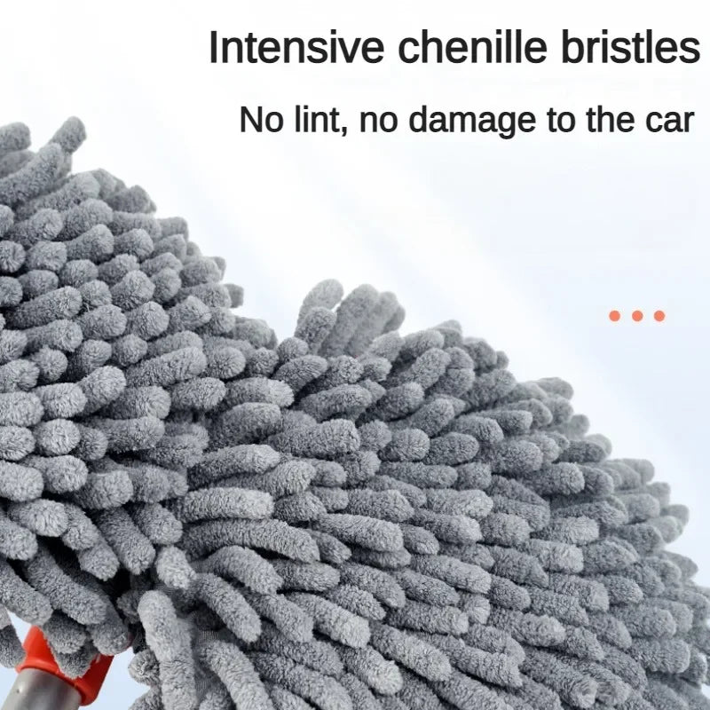 Rotating Double Brush Head Car Wash Mop Auto Supplies Three-Section Telescopic Mop Roof Window Cleaning Maintenance Accessories