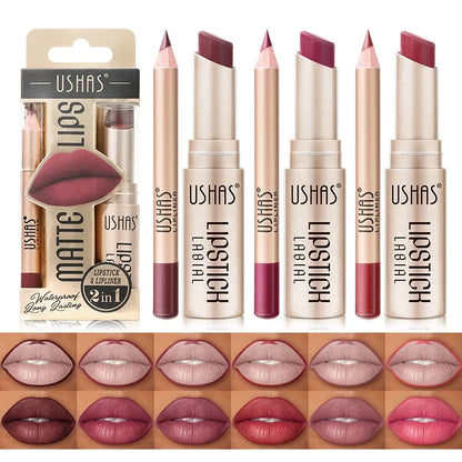 12Colors Matte Lipstick Waterproof Lip Liner High Pigmented Lasting Lip Gloss 2 in 1 Lipstick Set Makeup Cosmetics Beauty Lips