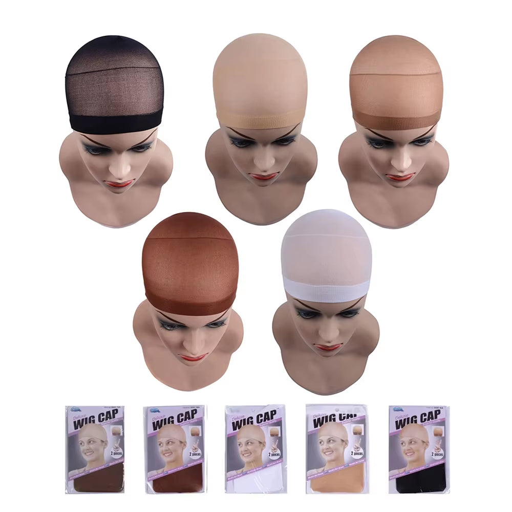 2 Pcs/ Pack Wig Caps Hair Nets Weave Hairnets Wig Nets Stretch Mesh Caps Stocking Caps for Making Wigs Free Size