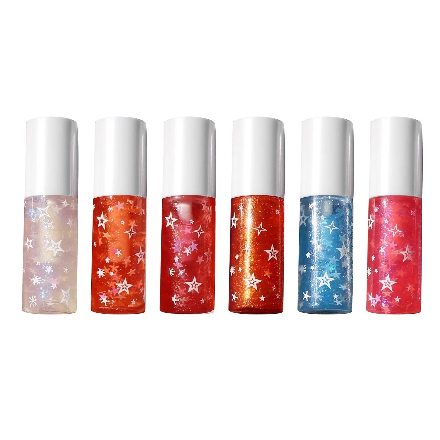 6Pcs Mini Pearl Lip Gloss Lip Glaze Orange Pink Full Shining Lip Glaze Set
