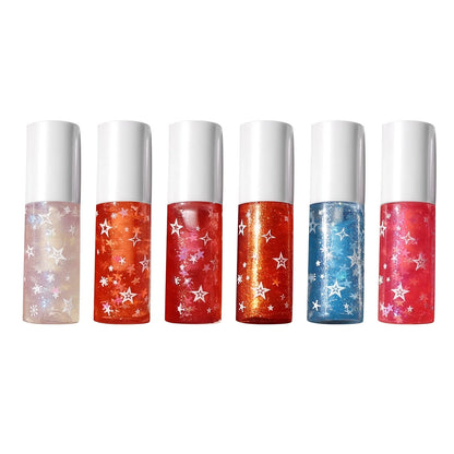 6Pcs Mini Pearl Lip Gloss Lip Glaze Orange Pink Full Shining Lip Glaze Set