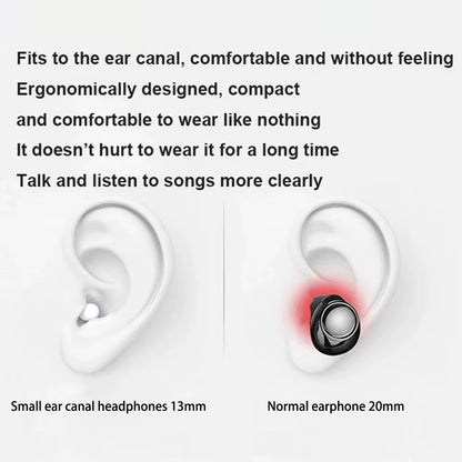 Invisible Earphones Mini Headphones Bluetooth TWS Wireless Sleepwith Microphone HD Call Semi-In-Ear Earbuds Noise Reduction