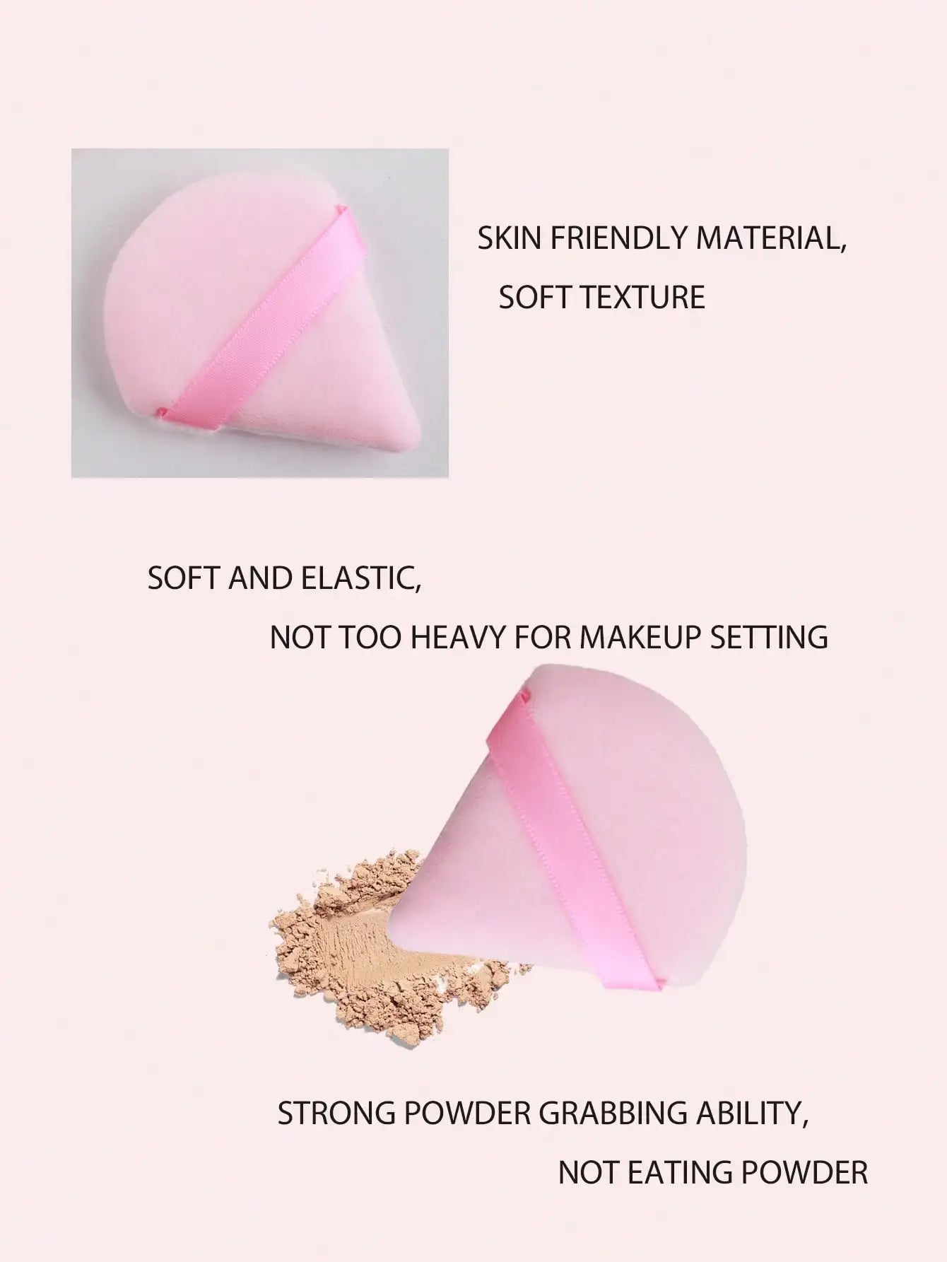 50Pcs/20Pcs/10Pcs/6Pcs Triangle Flocked Cosmetic Makeup Sponges, Soft & Fluffy, Suitable for Face & Body Powder Puffs