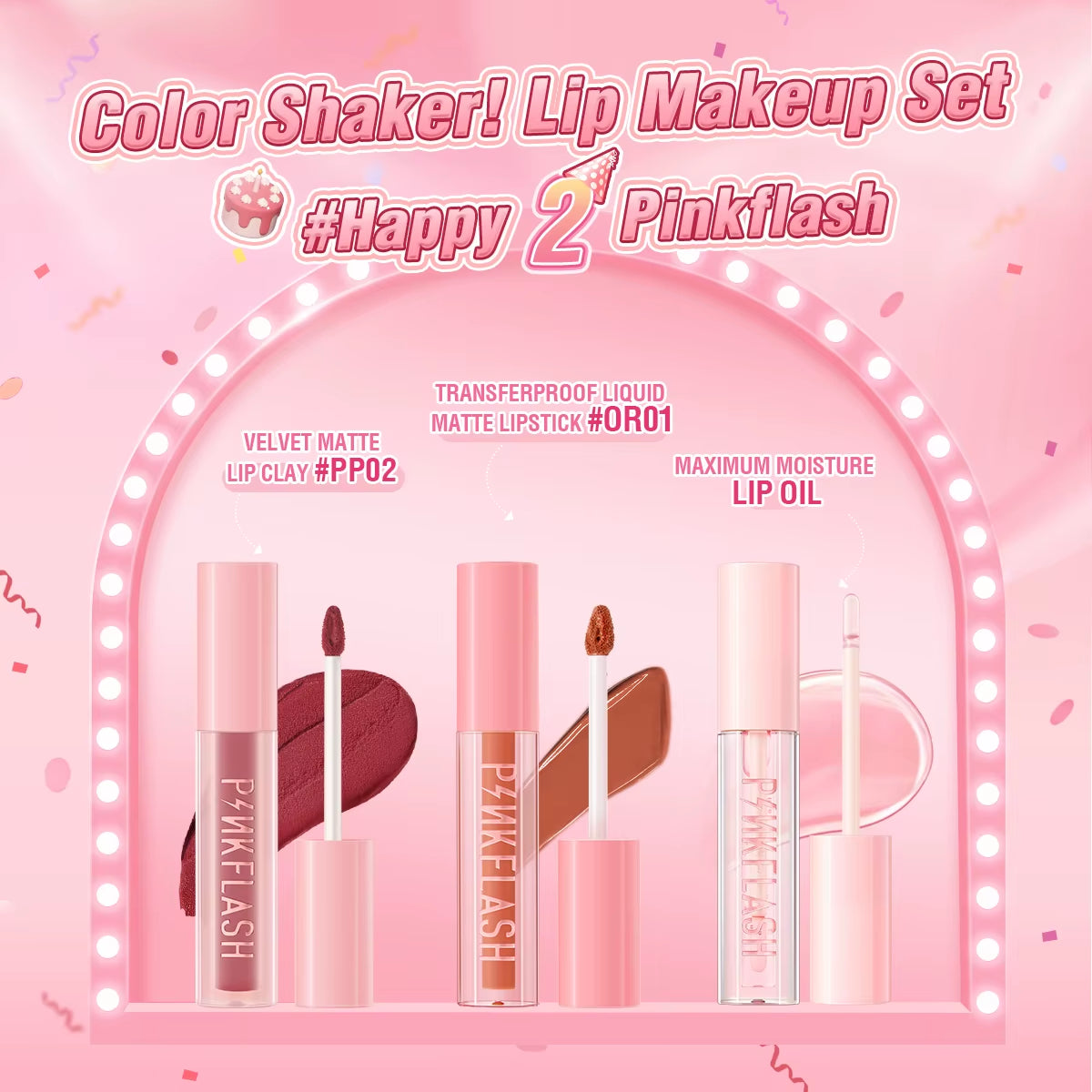 2 Anniversary Full Makeup Sets Waterproof Liquid Lipstick Face Concealer Eyeshadow Palette Mascara Eyebrow Cosmetics